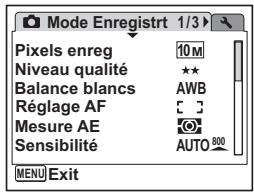 PENTAX OPTIO W60 - Ex.) Pour régler le [Niveau qualité] dans le menu [Mode Enregistrirt] - 1