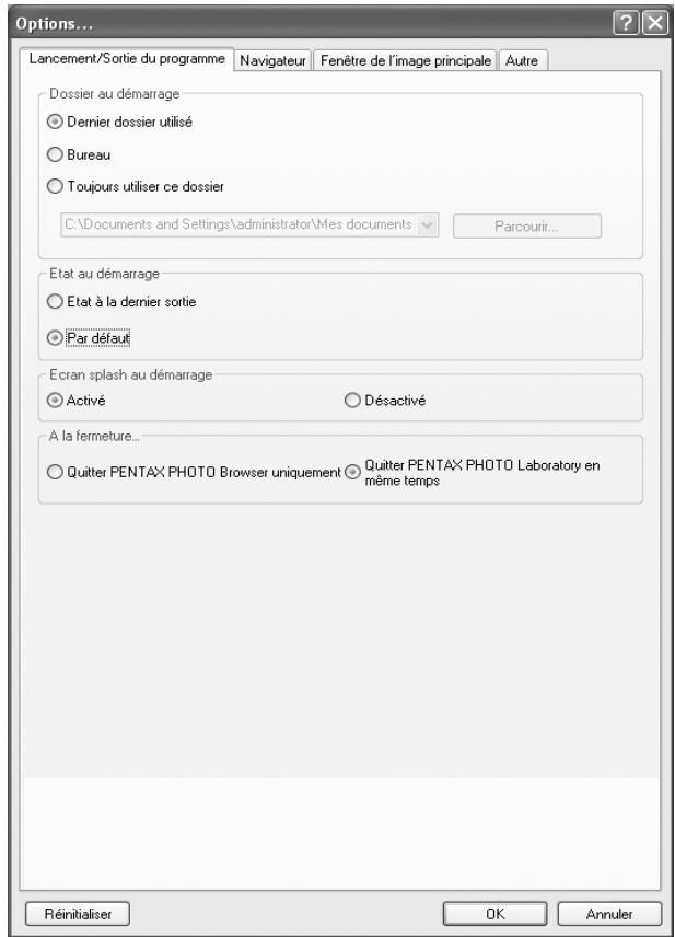 PENTAX PHOTO BROWSER 3 - Sélectionnez la commande [Options] dans le menu [Outils] de la fenêtre du logiciel PENTAX PHOTO Browser 3. - 1