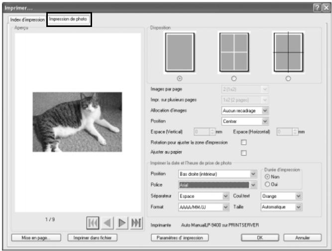 PENTAX PHOTO BROWSER 3 - Sélectionnez l'onglet [Impression de photo]. - 1