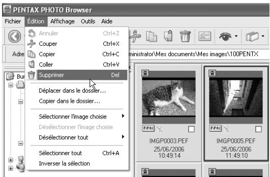 PENTAX PHOTO BROWSER 3 - Suppression de dossiers/de fichiers image - 1