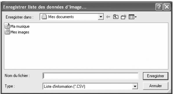 PENTAX PHOTO LABORATORY 2.1 - Sélectionnez la commande [Enregistrer liste des données d'image] dans le menu [Outils] de la fenêtre du logiciel PENTAX PHOTO Browser 2.1 ou cliquez sur l'icone de la barre d'outils. - 1