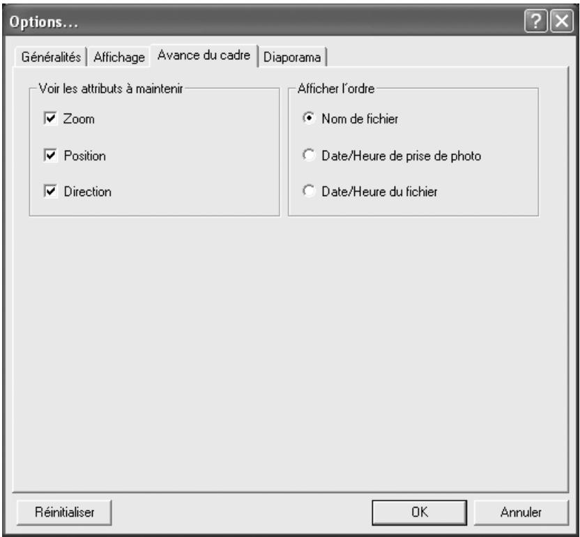 PENTAX PHOTO LABORATORY 2.1 - Paramètres de l'onglet [Avance du cadre] - 1