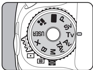 PENTAX K-7 - Positionnez le sélecteur de mode sur Tv. - 1