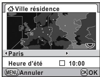PENTAX K7 - Utilisez le bouton de navigation (◀▶) pour sélectionner une ville. - 1