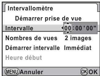 PENTAX K7 - Utilisez le bouton de navigation (▲▼) pour sélectionner [Intervalle]. - 1