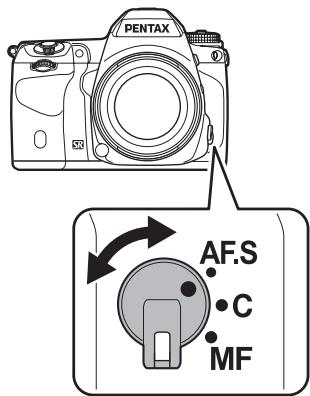PENTAX K7 - Réglez le curseur du mode de mise au point sur AF.S. - 1