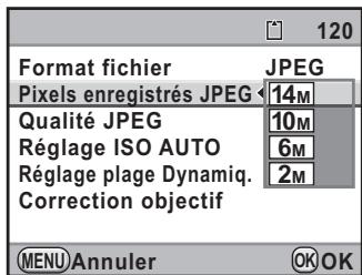 PENTAX K7 - Réglage des pixels enregistrés JPEG - 1