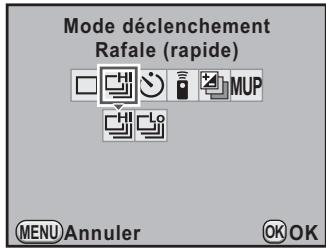 PENTAX K7 - Appuyez sur le bouton de navigation (▼) et utilisez le bouton de navigation (◀▶) pour sélectionner 📋 ou 📃. - 1