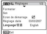 PENTAX OPTIO E30 - Réglage à l'aide des menus - 4