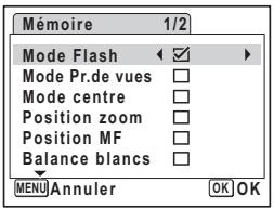 PENTAX OPTIO E30 - Sauvegarde des réglages (Mémoire) - 2