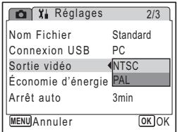 PENTAX OPTIO E30 - Changement du système de sortie vidéo - 1