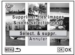 PENTAX OPTIO E30 - Suppression des images et des fichiers son sélectionnés (à partir de l'affichage neuf images) - 3