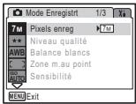 PENTAX OPTIO E30 - Réglage à l'aide des menus - 7