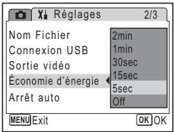 PENTAX OPTIO E30 - Utilisation de la fonction d'économie d'énergie - 1