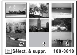 PENTAX OPTIO E30 - Suppression des images et des fichiers son sélectionnés (à partir de l'affichage neuf images) - 2