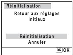 Réinitialisation Retour aux réglages initiaux Réinitialisation Annuler OK OK