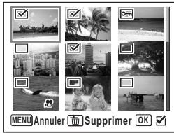 PENTAX OPTIO E70 - Utilisez le bouton de navigation (▲▼◀▶) pour choisir les images que vous souhaitez supprimer et appuyez sur le bouton OK. - 1