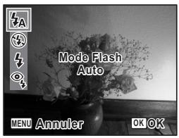 Mode Flash Auto MENU Annuler OK OK