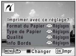 Imprimer avec ce réglage? Format du Papier Type de Papier Qualité Info Bords Changer OK Impr