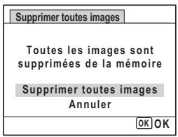 Supprimer toutes images Toutes les images sont supprimées de la mémoire Supprimer toutes images Annuler OK OK