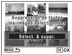 Suppression de toutes les images sélectionnées Sélect. & suppr. Annulé