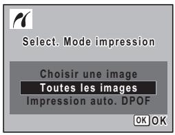 Select. Mode impression Choisir une image Toutes les images Impression auto. DPOF OK OK