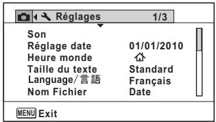 PENTAX OPTIO I-10 - [Réglages] menu 1 - 1
