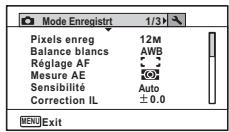 PENTAX OPTIO I-10 - Utilisations des menus - 4