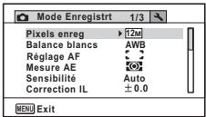 PENTAX OPTIO I-10 - Utilisations des menus - 8