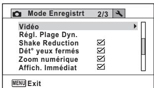 PENTAX OPTIO I-10 - - [Mode Enregistr] Menu 2 - 1