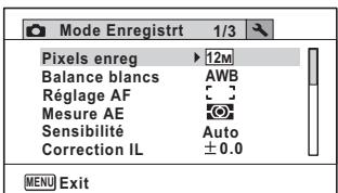 PENTAX OPTIO I-10 - - [Mode Enregistr] Menu 1 - 1