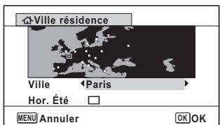 PENTAX OPTIO I-10 - Réglage de la ville de résidence et de l'horaire d'été - 2