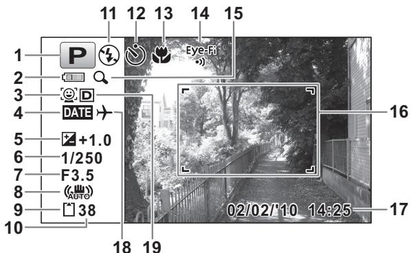 PENTAX OPTIO I-10 - Affichage normal en mode capture d/images fixes - 1