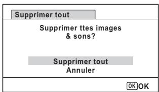 PENTAX OPTIO I-10 - Utilisez le bouton de navigation ( ) pour selectionner [Supprimer tout]. - 1