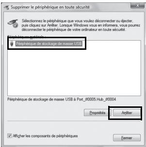 PENTAX OPTIO I-10 - Sélectionnez [Périphérique de stockage de masse USB] puis cliquez sur [Arrêter]. - 1