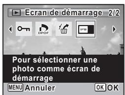 Ecran de démarrage 2/2 Pour sélectionner une photo comme écran de démarrage MENU Annuler OK OK