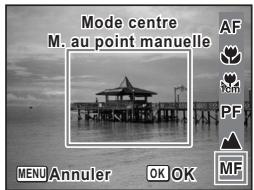 Mode centre M. au point manuelle AF PF MF MENU Annuler OK OK