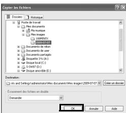 Copier les fichets Documents 100 Route de travail 100 File documents 100 File manuscript 100 Menu Images 100 Document(s)... 100 Documentes de travail 100 Documentes de user 100 Documentes paragls 100 Documentes (in A) 100 Douje local (C:) 100 Douje (in B:) 100 Douje anode (B:) Destination: Enix and Settings/administrator/Inves documents/Inves images/2009-07-07 Enter un document Écromment des fichets en double Demande OK Annexe Adde