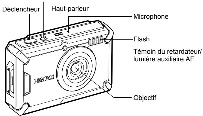 Déclencheur Haut-parleur Microphone Flash Témoin du retardateur/ lumière auxiliaire AF PENTAX Objectif