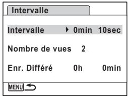 Intervalle Intervalle ▶ 0min 10sec Nombre de vues 2 Enr. Différé 0h 0min MENU →