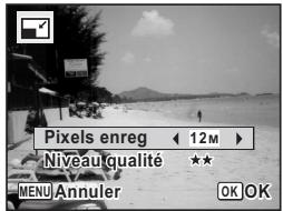 Pixels enreg 12M Niveau qualité ★★ MENU Annuler OK OK