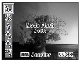 Mode Flash Auto MENU Annuler OK OK