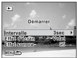 Démarrer Intervalle 3sec Effet d'écran Volat Effet sonore 4 MENU