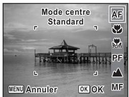 Mode centre Standard AF PF MF MENU Annulier OK OK