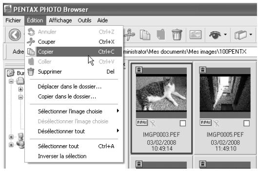 PENTAX PHOTO BROWSER - Déplacement/copie de fichiers image - 1