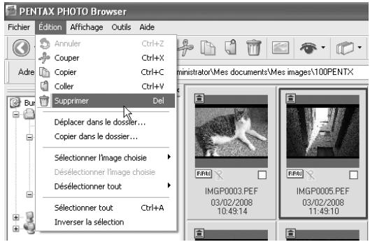 PENTAX PHOTO BROWSER - Suppression de dossiers/de fichiers image - 1