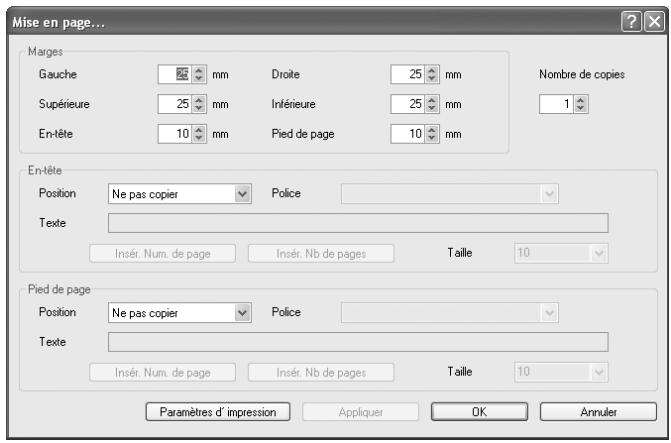 PENTAX PHOTO BROWSER - Sélectionnez [Mise en page] dans le menu [Fichier] de la fenêtre du logiciel PENTAX PHOTO Browser. Vous pouvez également cliquer sur [Mise en page] dans la boîte de dialogue [Imprimer]. - 1