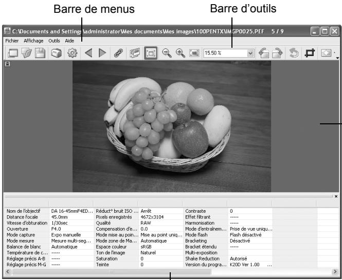 PENTAX PHOTO BROWSER - Fenêtre de visualisation principale - 1