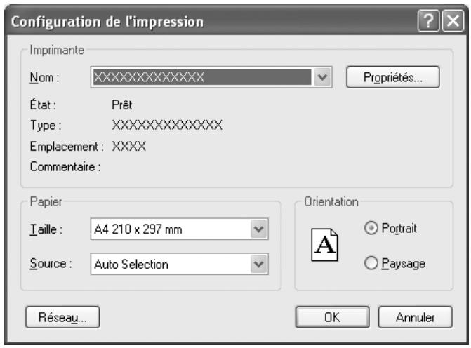 PENTAX PHOTO BROWSER - Cliquez sur [Paramètres d'impression] dans la boîte de dialogue [Imprimer] ou [Mise en page]. - 1