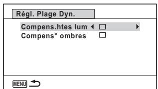PENTAX OPTIO W90 - Utilisez le bouton de navigation ( ) pour selectionner [Compens.htes lum] ou [Compens° ombres]. - 1